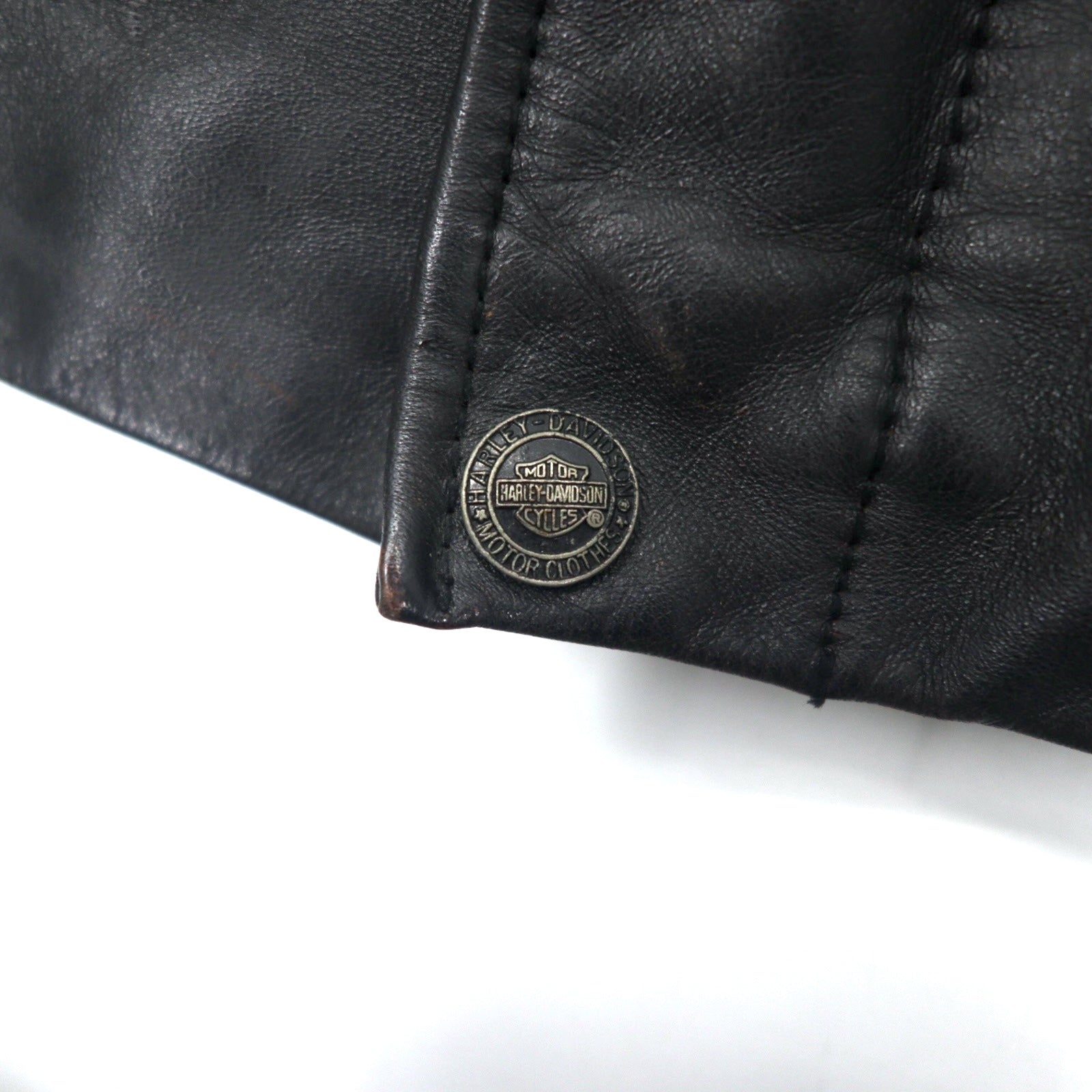 Giacca da motociclista HARLEY DAVIDSON Giacca in pelle L Nera Pelle bovina Fodera trapuntata 94HT99