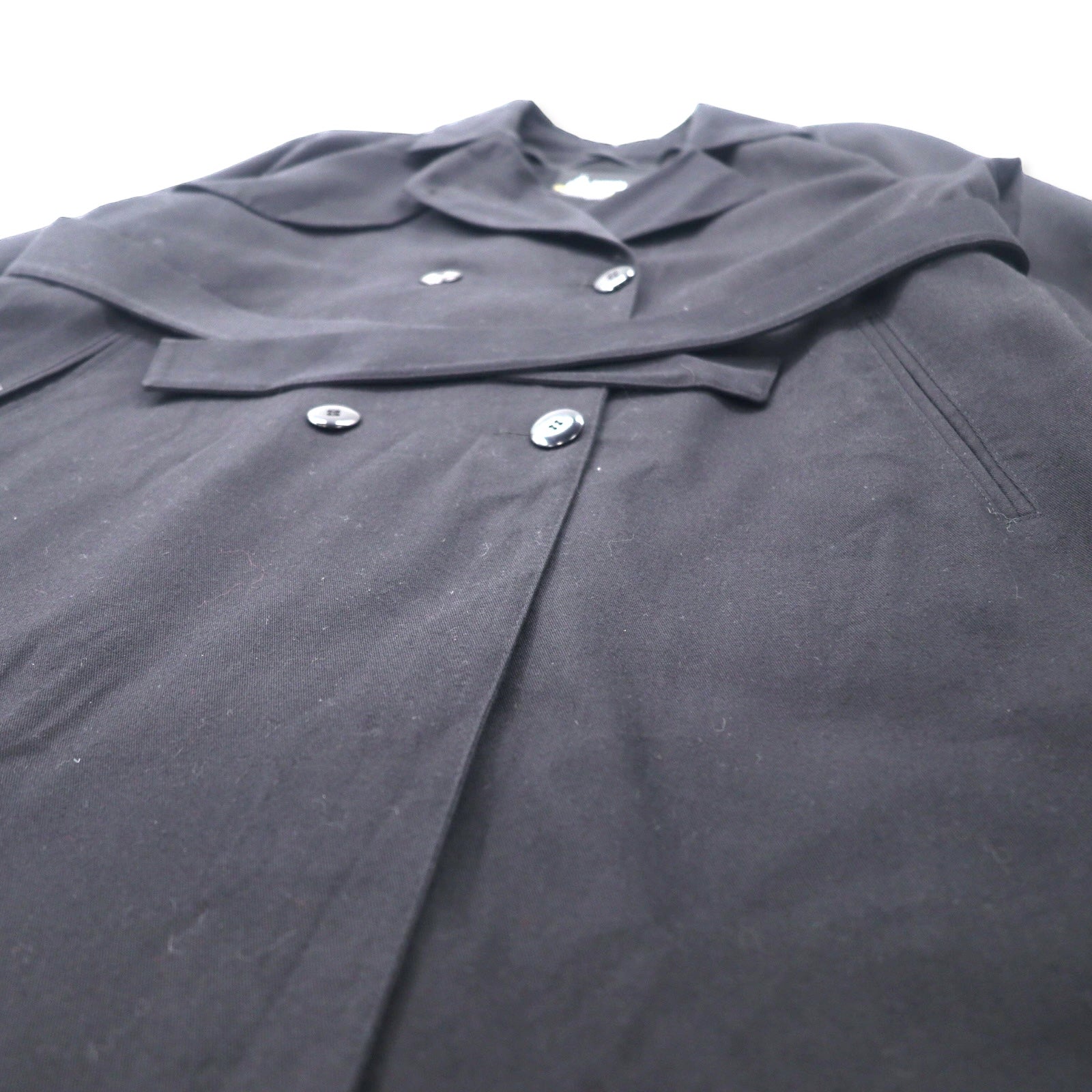 LONDON FOG USA, trench coat doppiopetto anni '80, taglia 10, nero, poliestere, fodera rimovibile
