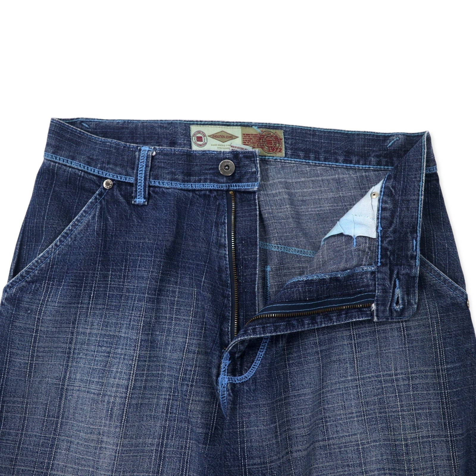 EVOLUTION JEANS Pantaloni larghi in denim anni '90 32 blu cotone ampi