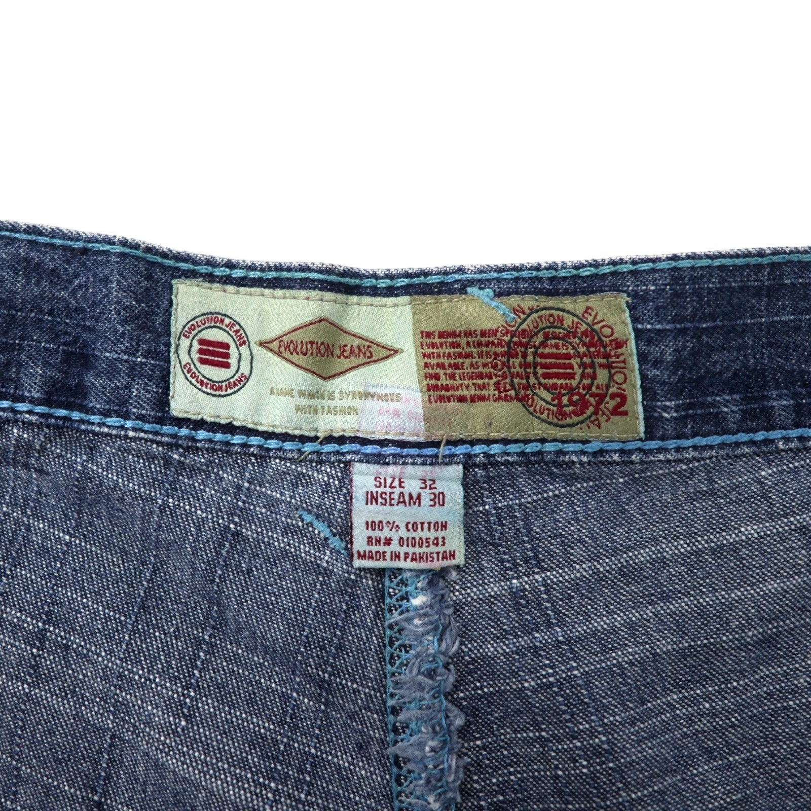 EVOLUTION JEANS Pantaloni larghi in denim anni '90 32 blu cotone ampi