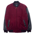 UNITED FACE Anni '90 Giacca College Maniche in Pelle Righe a Costine Taglia M Bordeaux Nera Lana Pelle