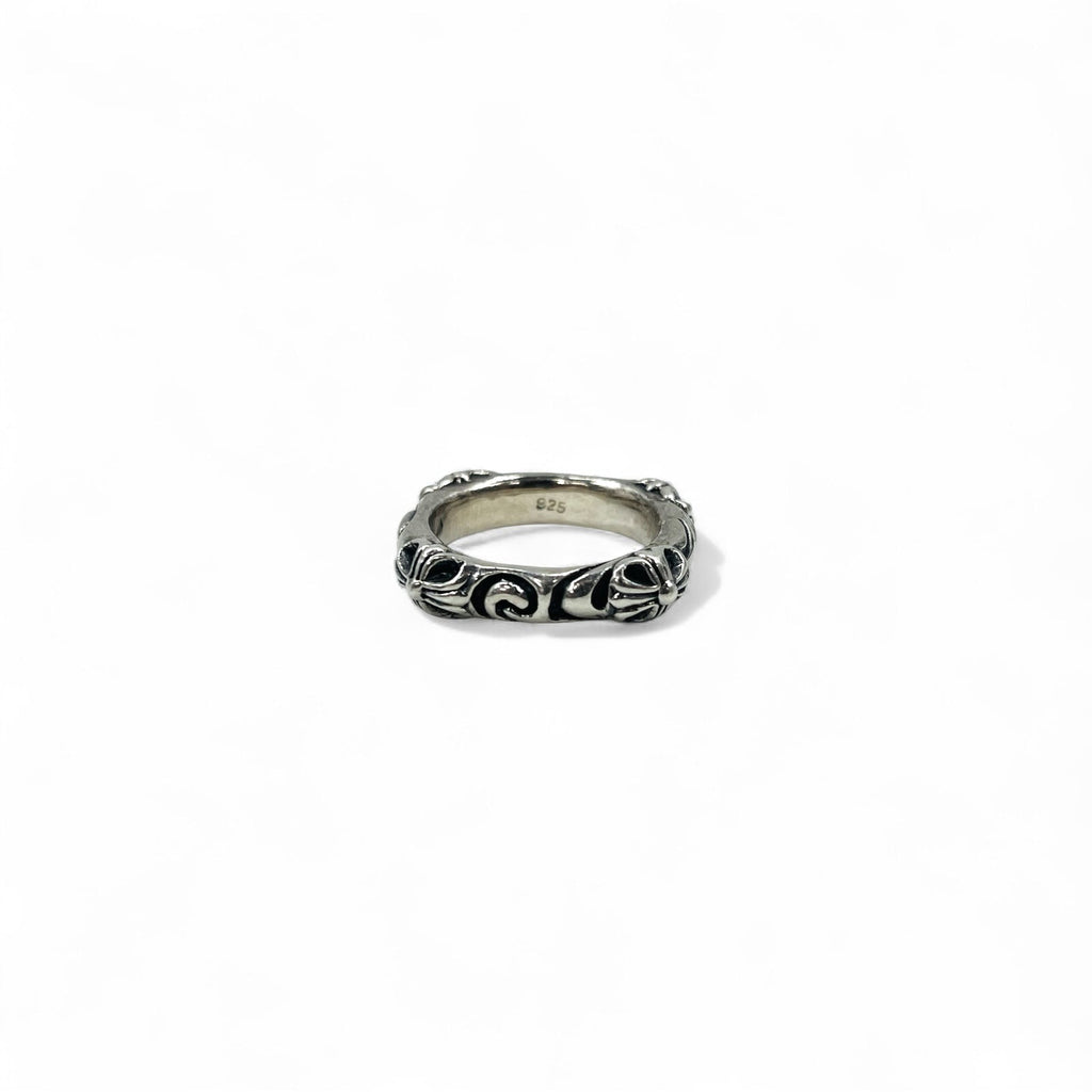 Anello gotico vintage con croce in argento, anello a croce svasata quadrata, misura 15, argento 925, gotico