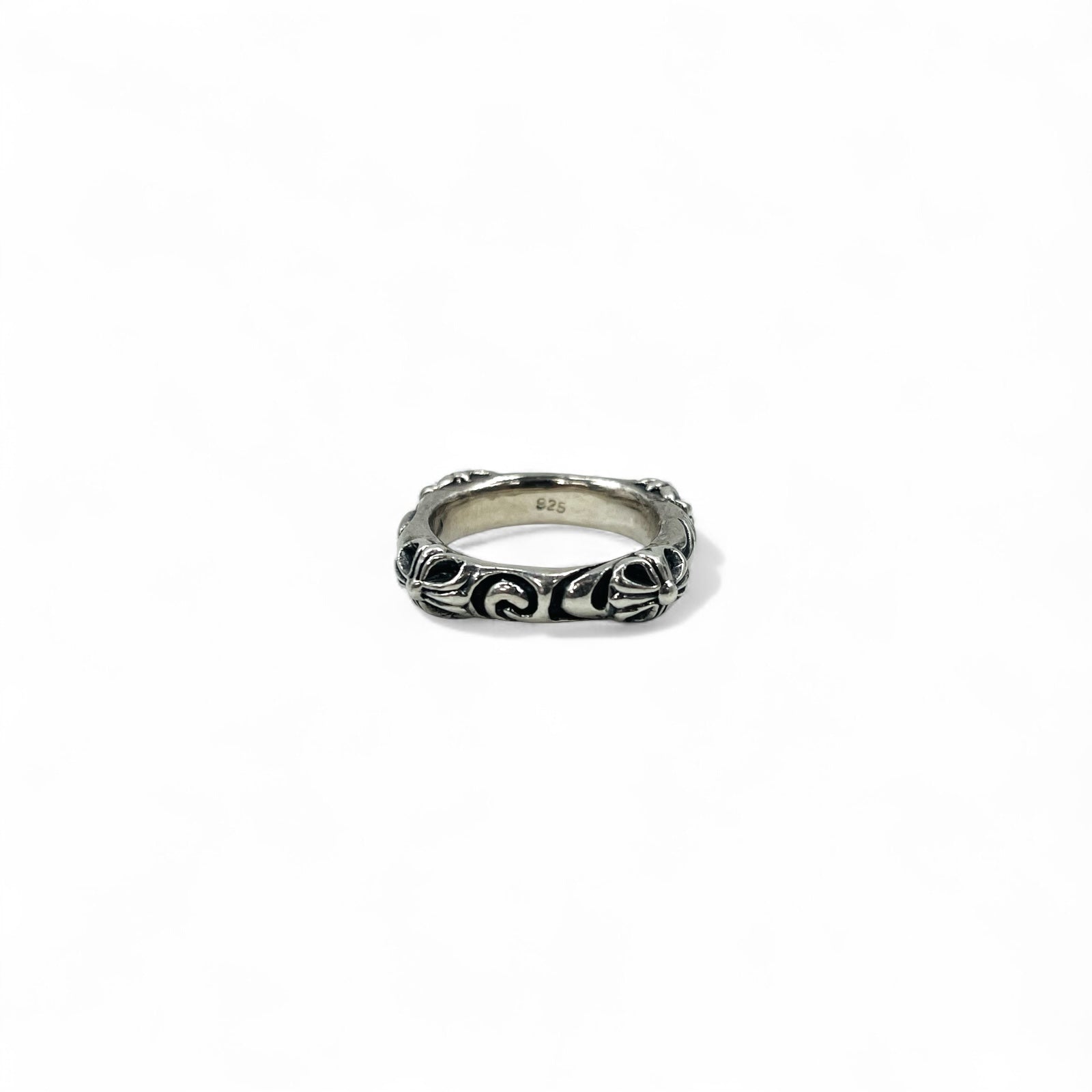 Anello gotico vintage con croce in argento, anello a croce svasata quadrata, misura 15, argento 925, gotico