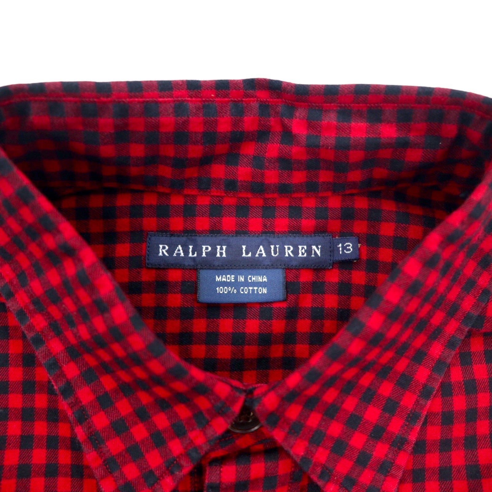 RALPH LAUREN Camicia in flanella XL rossa a quadri con toppe in pelle sui gomiti e tasche a patta, articolo non usato