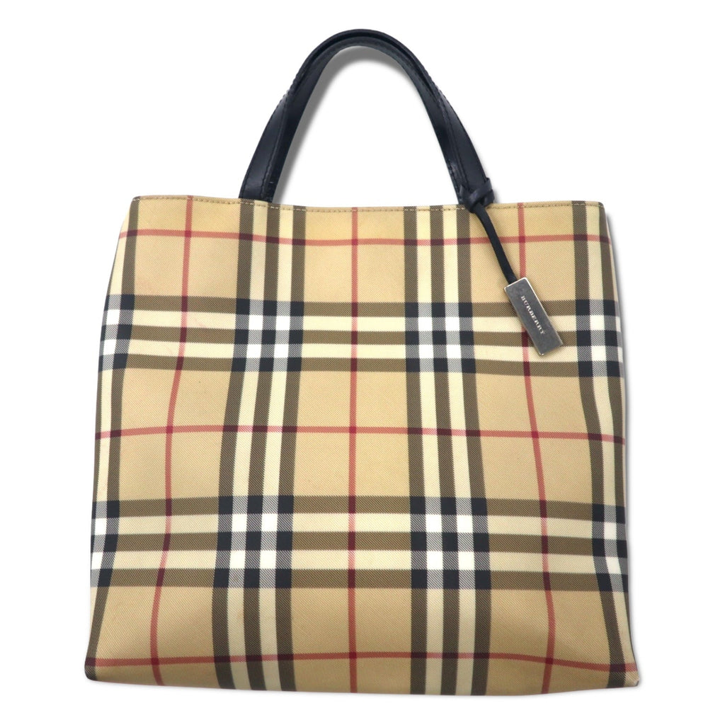 BURBERRY Borsa tote Nova Check Borsa a mano PVC Pelle Manici Beige