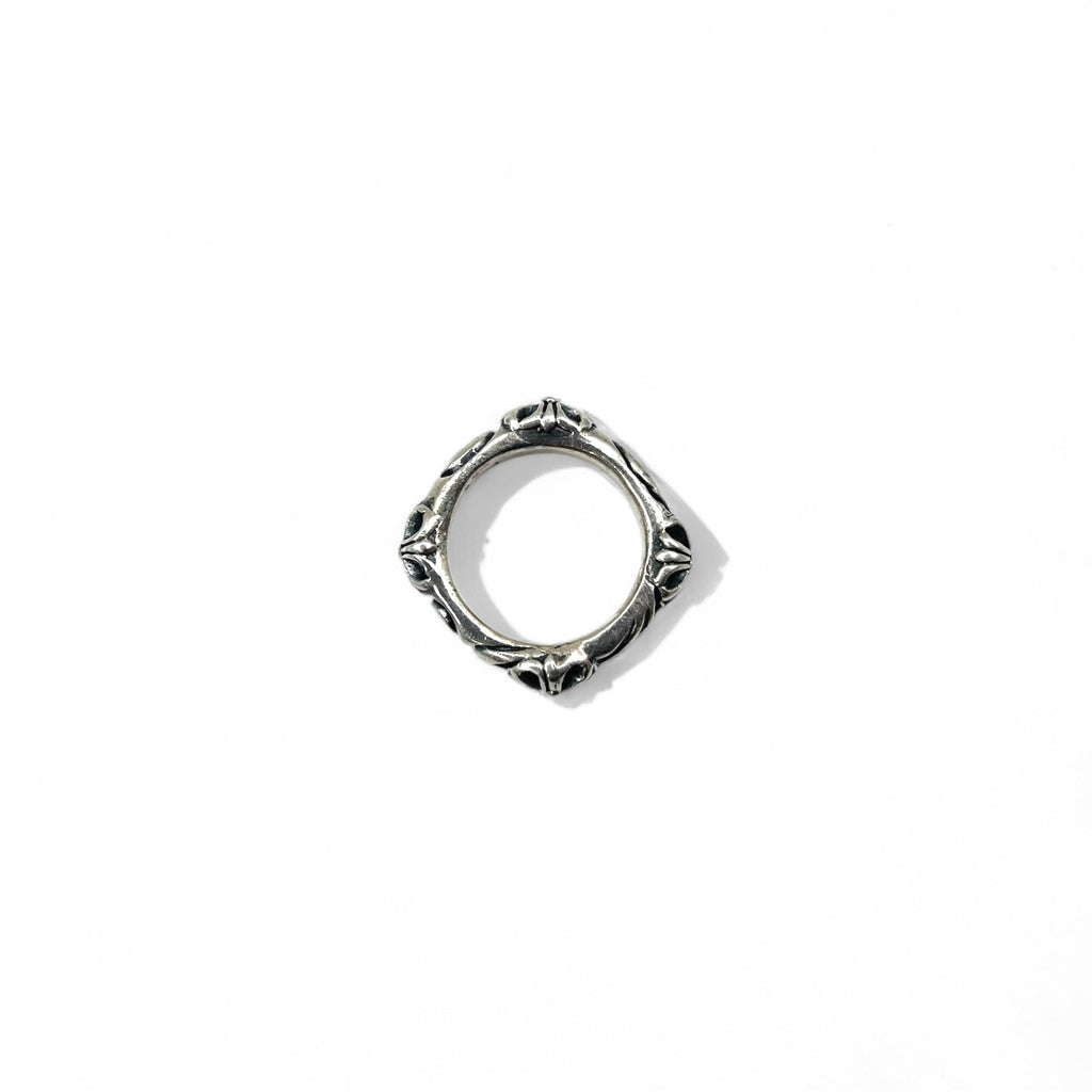 Anello gotico vintage con croce in argento, anello a croce svasata quadrata, misura 15, argento 925, gotico
