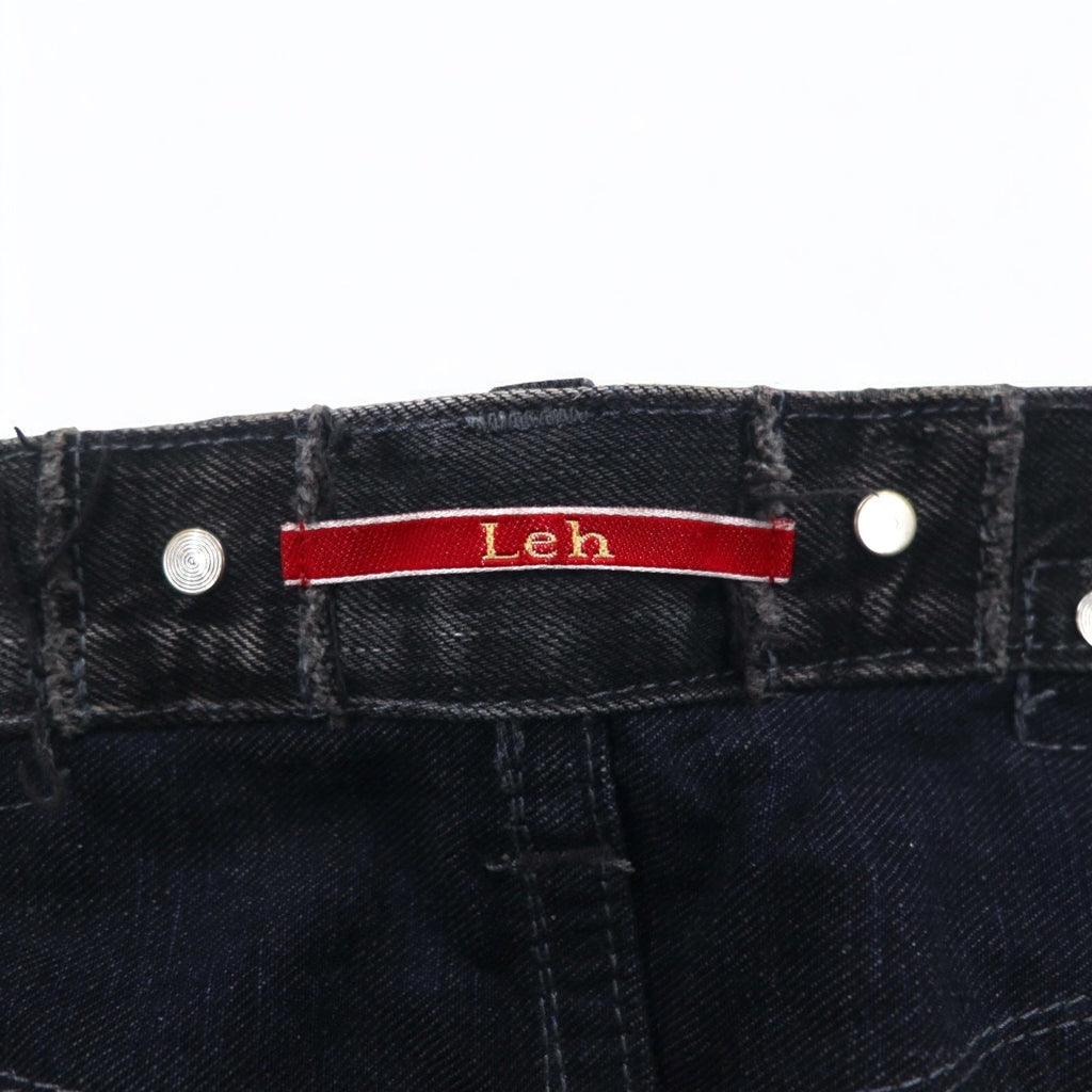 Leh 再構築 カットオフ デニムパンツ M ブラック リメイク LEH-454 日本製