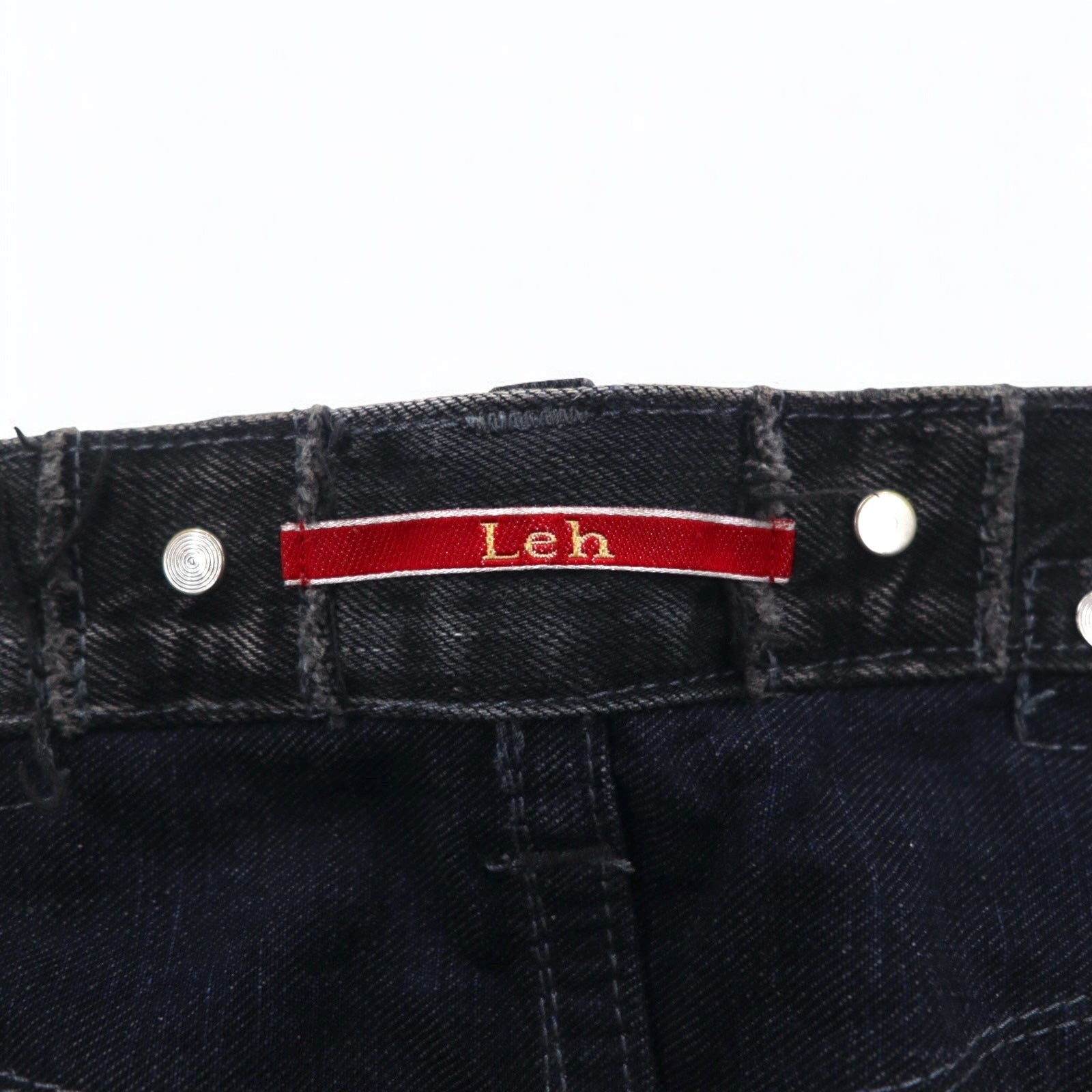 Leh 再構築 カットオフ デニムパンツ M ブラック リメイク LEH-454 日本製