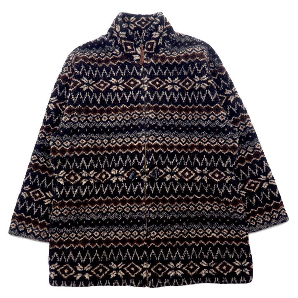 Anni '90 MARSH LANDING Giacca in pile teddy M Marrone Fantasia Motivo nordico Acrilico Coulisse