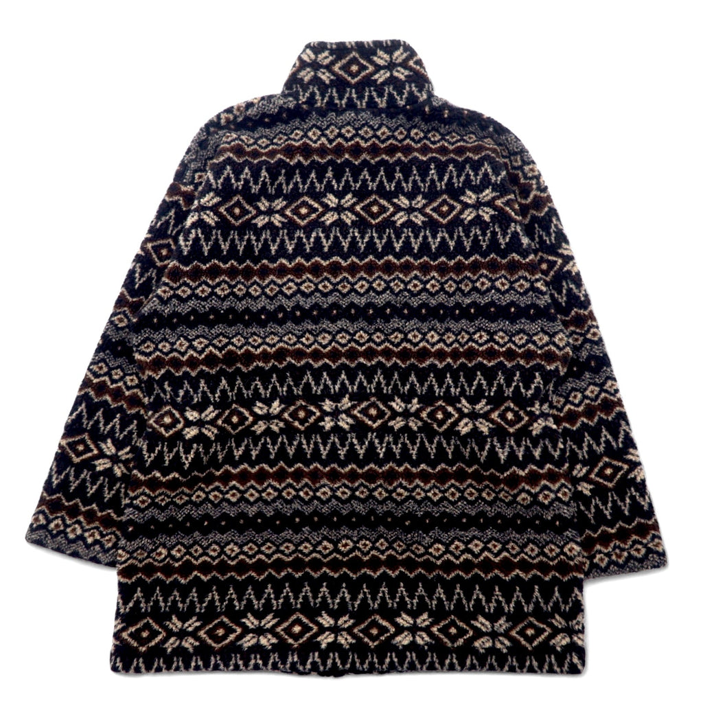 Anni '90 MARSH LANDING Giacca in pile teddy M Marrone Fantasia Motivo nordico Acrilico Coulisse