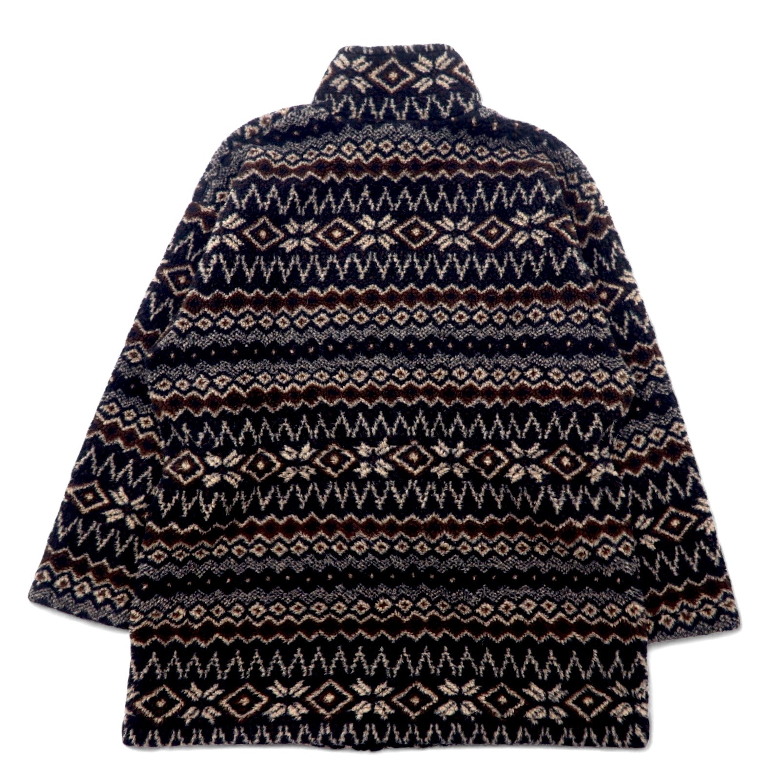 Anni '90 MARSH LANDING Giacca in pile teddy M Marrone Fantasia Motivo nordico Acrilico Coulisse