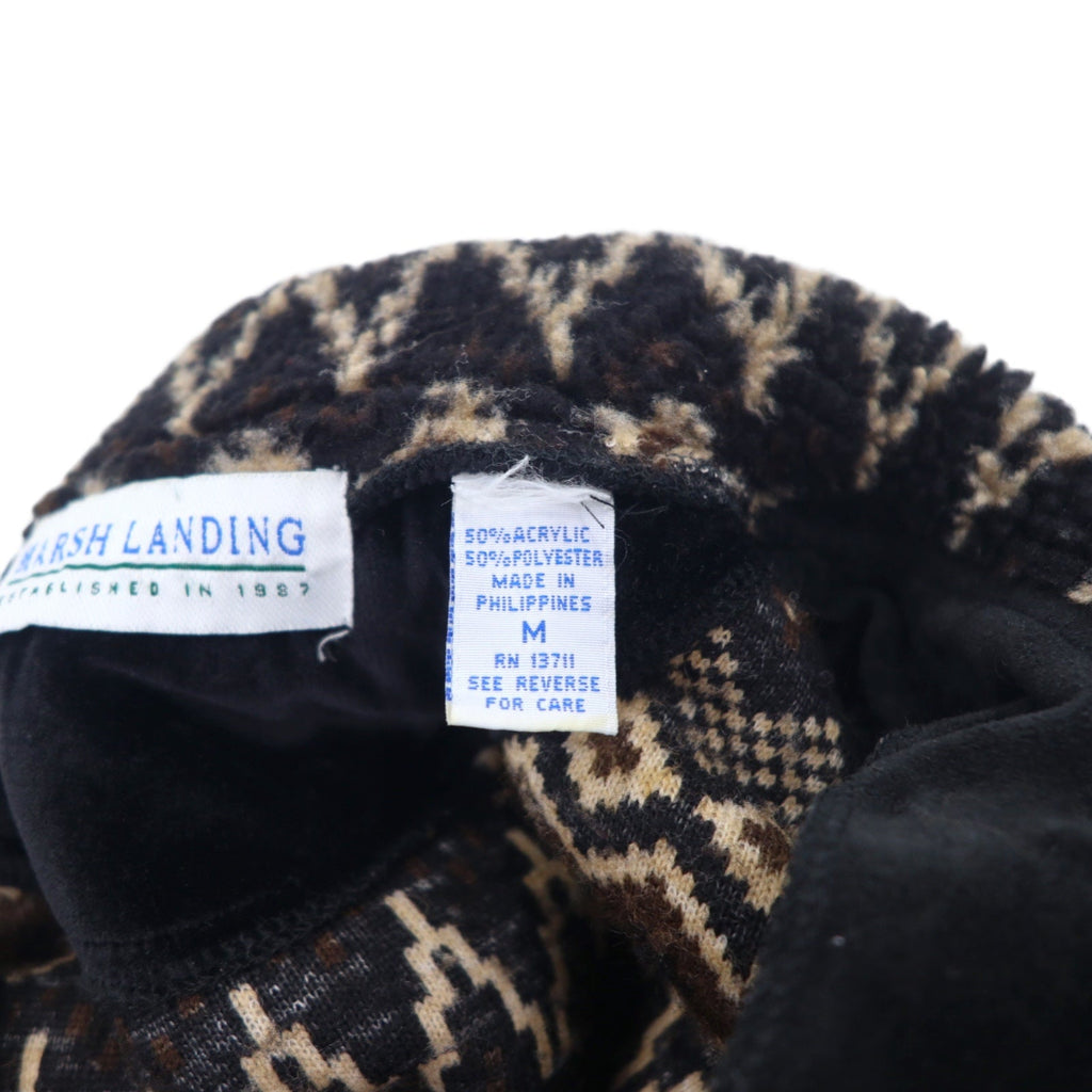 Anni '90 MARSH LANDING Giacca in pile teddy M Marrone Fantasia Motivo nordico Acrilico Coulisse