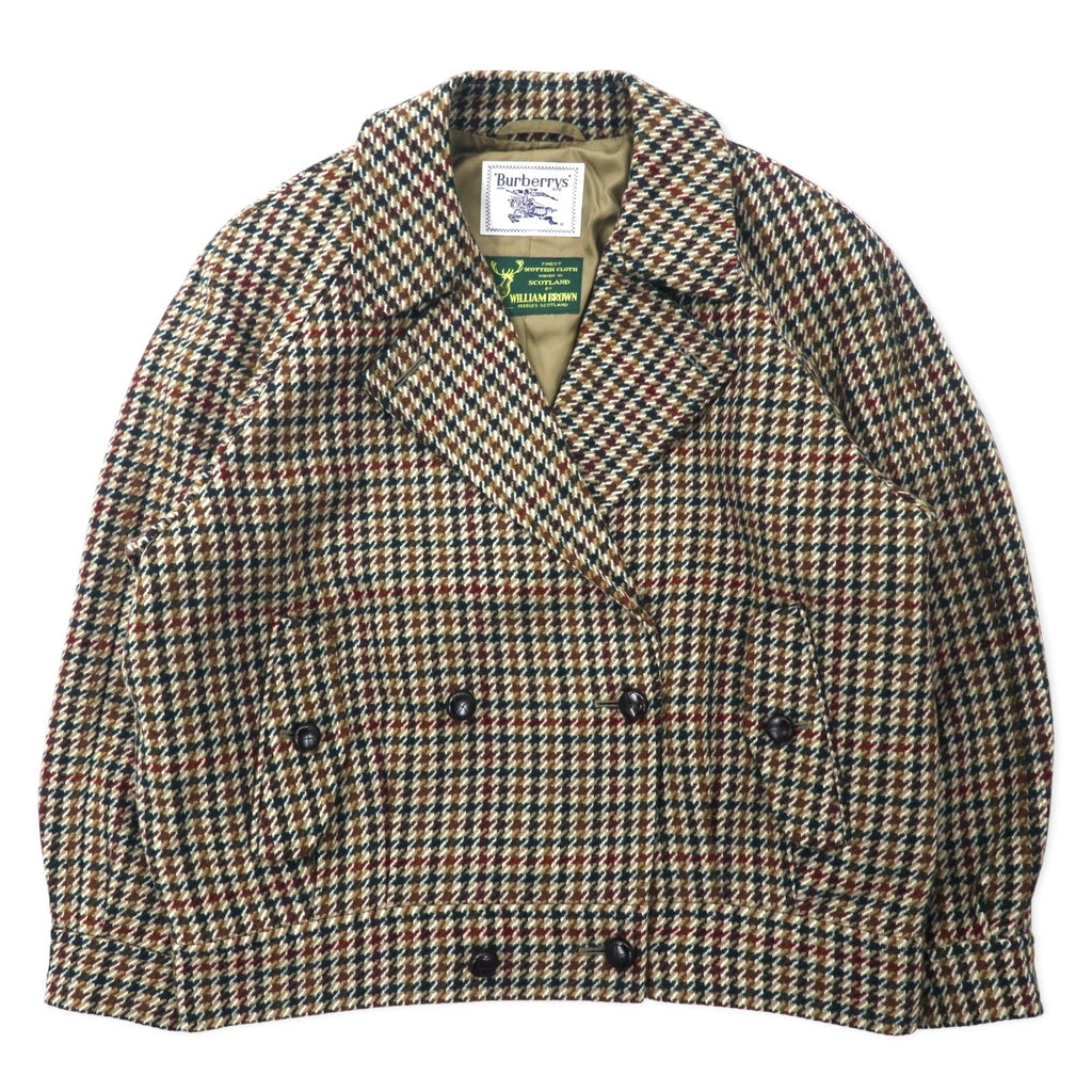 Burberrys × WILLIAM BROWN Giacca doppiopetto vintage in tweed 11AR marrone motivo gun club in lana