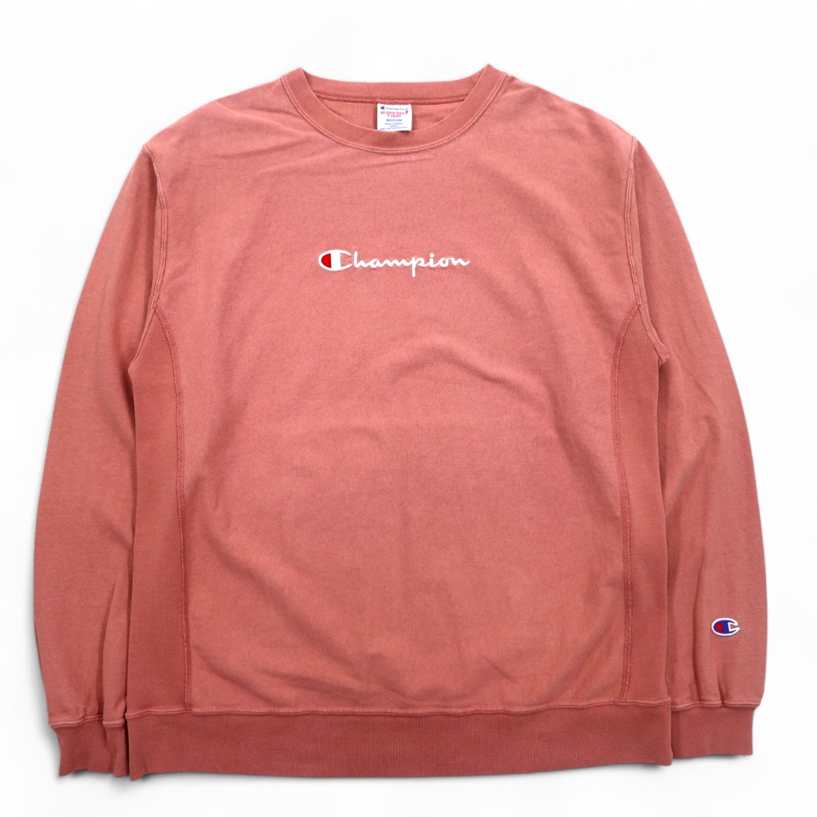 Champion Reverse Weave T-shirt Felpa M Rosa Script Logo Ricamato C8-P404