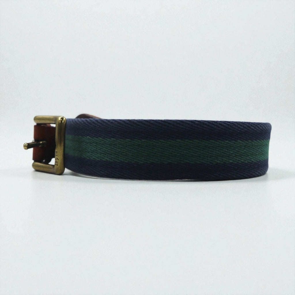 Polo Ralph Lauren ウェブベルト ネイビー コットン キャンバス レザー 真鍮 ゴールド バックル