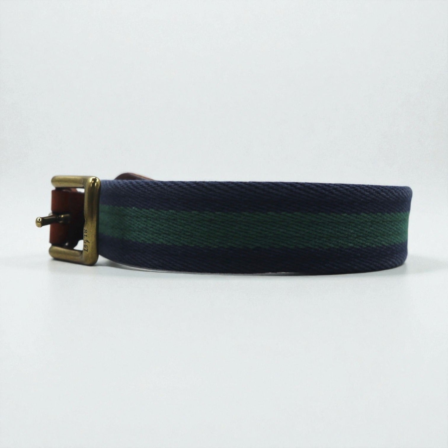 Polo Ralph Lauren ウェブベルト ネイビー コットン キャンバス レザー 真鍮 ゴールド バックル