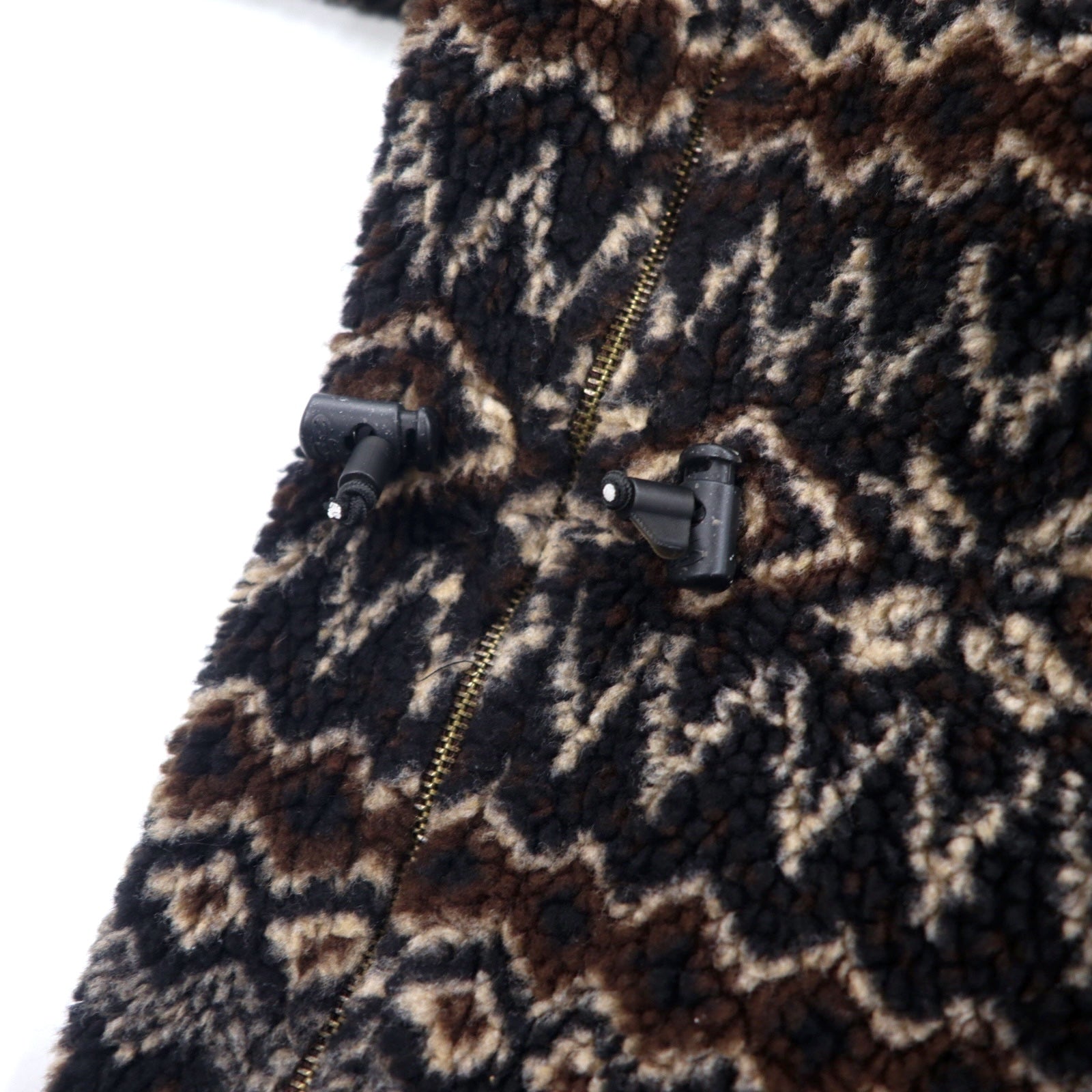 Anni '90 MARSH LANDING Giacca in pile teddy M Marrone Fantasia Motivo nordico Acrilico Coulisse