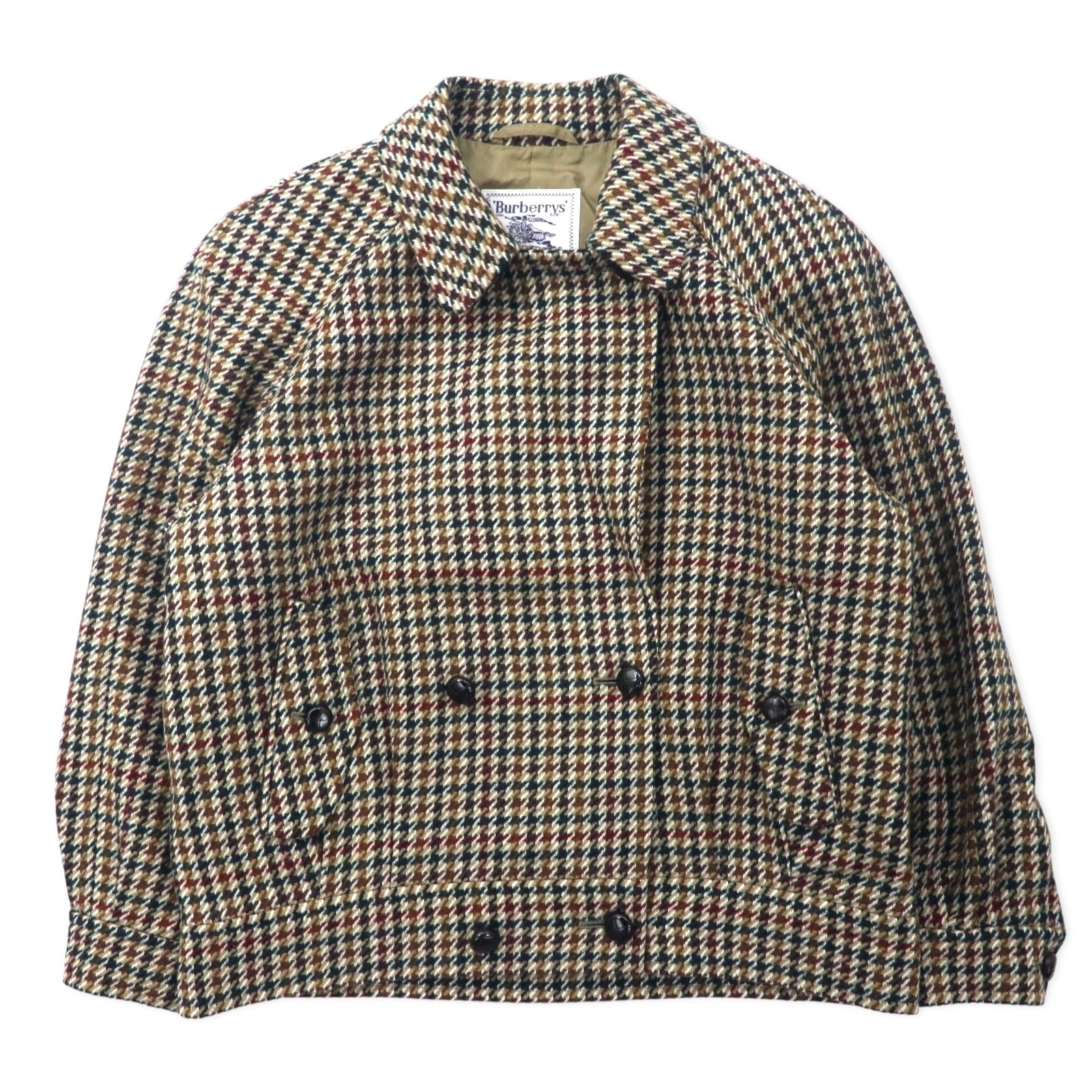 Burberrys × WILLIAM BROWN Giacca doppiopetto vintage in tweed 11AR marrone motivo gun club in lana