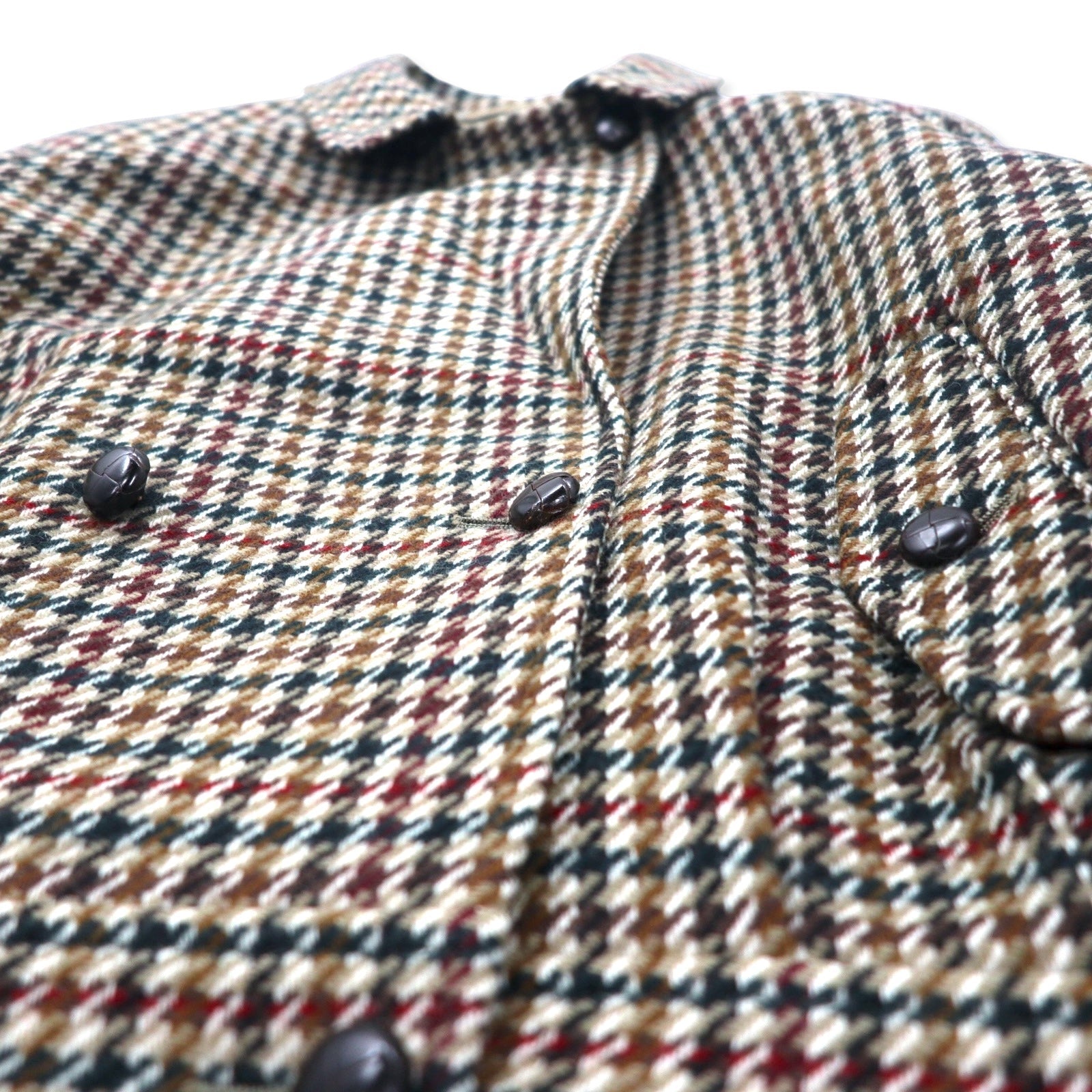 Burberrys × WILLIAM BROWN Giacca doppiopetto vintage in tweed 11AR marrone motivo gun club in lana
