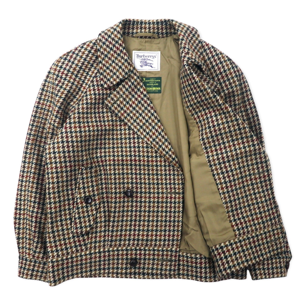 Burberrys × WILLIAM BROWN Giacca doppiopetto vintage in tweed 11AR marrone motivo gun club in lana
