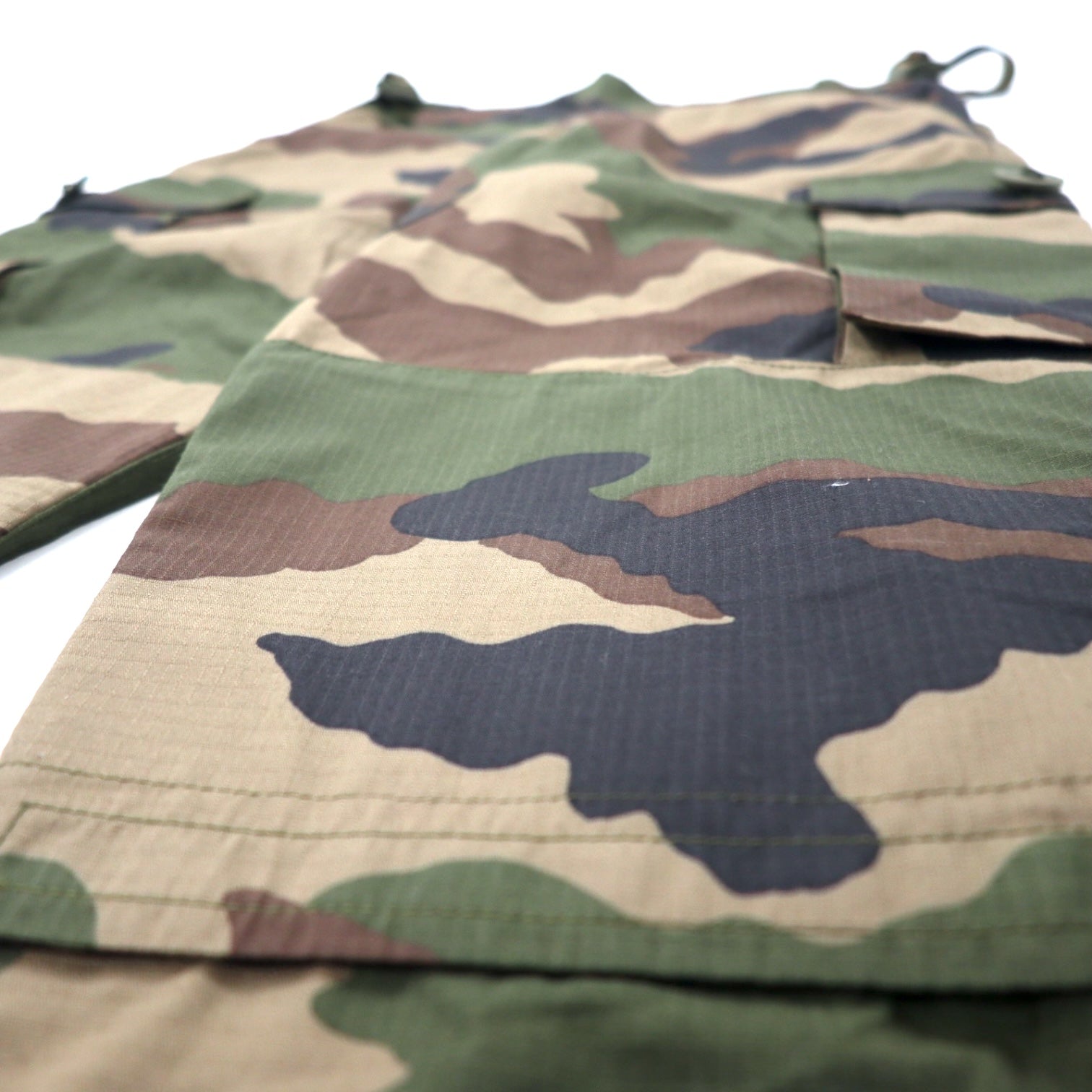 FRENCH ARMY Pantaloni cargo mimetici kaki con doppia ginocchiera in ripstop utility, con meccanismo militare LEO MINOR 2019