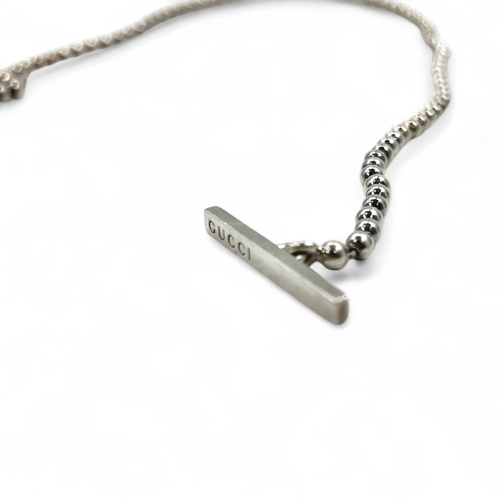 GUCCI Collana con catena a sfere in argento, pendente Ag925, Interlocking G, made in Italy