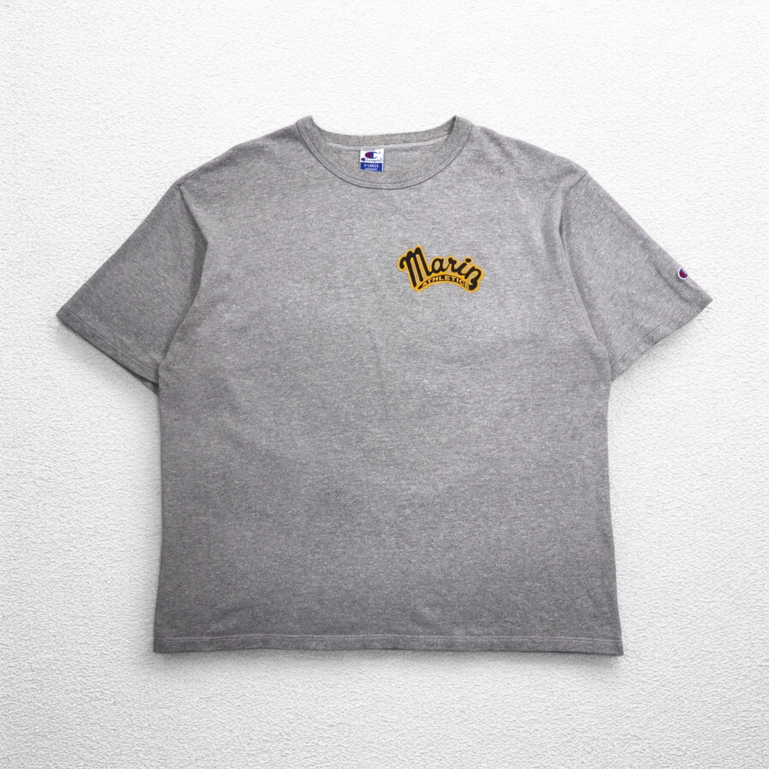 T-shirt Champion USA anni '90, stampa college, taglia XL, cotone grigio, Marin ATHLETICS