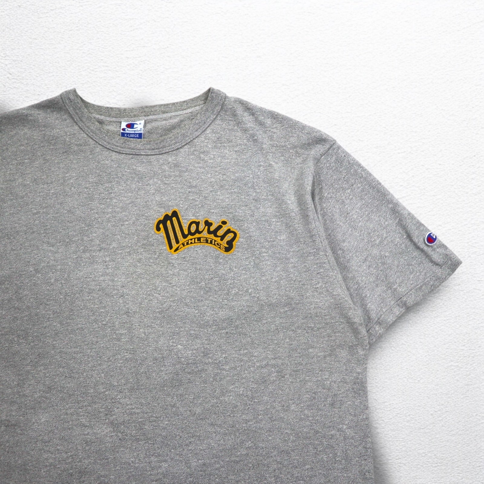 T-shirt Champion USA anni '90, stampa college, taglia XL, cotone grigio, Marin ATHLETICS