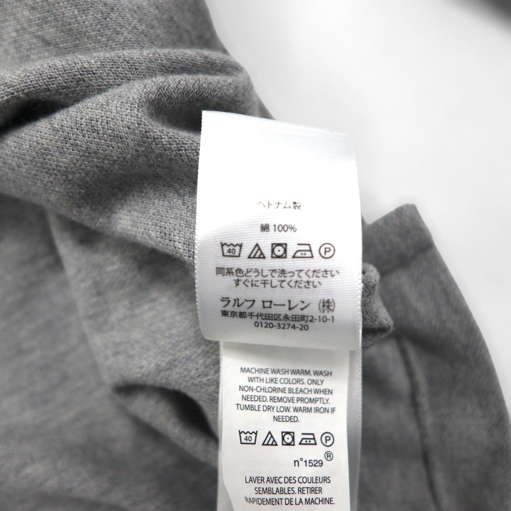 Polo Ralph Lauren ヘンリーネック パーカー L グレー 刺繍 ビッグポニー 鹿の子 ハーフボタン プルオーバー