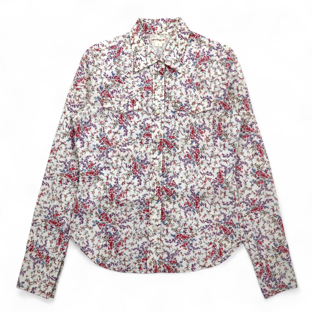 POLO JEANS CO. RALPH LAUREN Camicia western floreale S bianca con bottoni a pressione