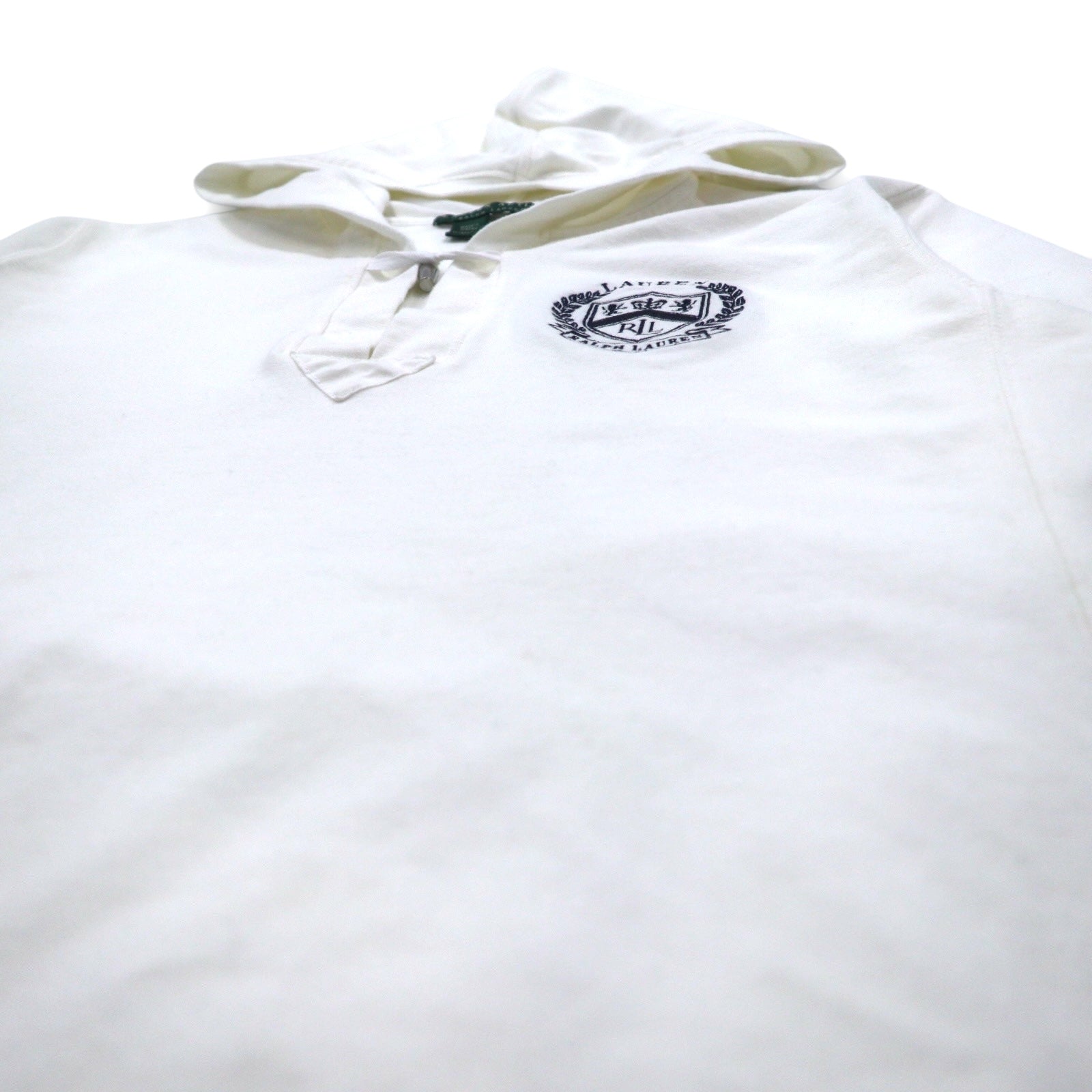 LAUREN ACTIVE RALPH LAUREN Anni '90 Skipper Hoodie M Bianco Bottoni a ginocchiera Logo con stemma ricamato