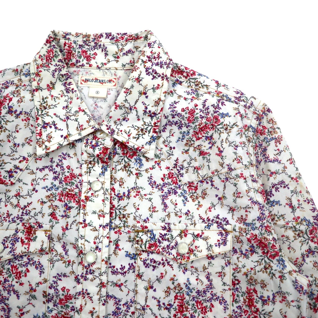 POLO JEANS CO. RALPH LAUREN Camicia western floreale S bianca con bottoni a pressione