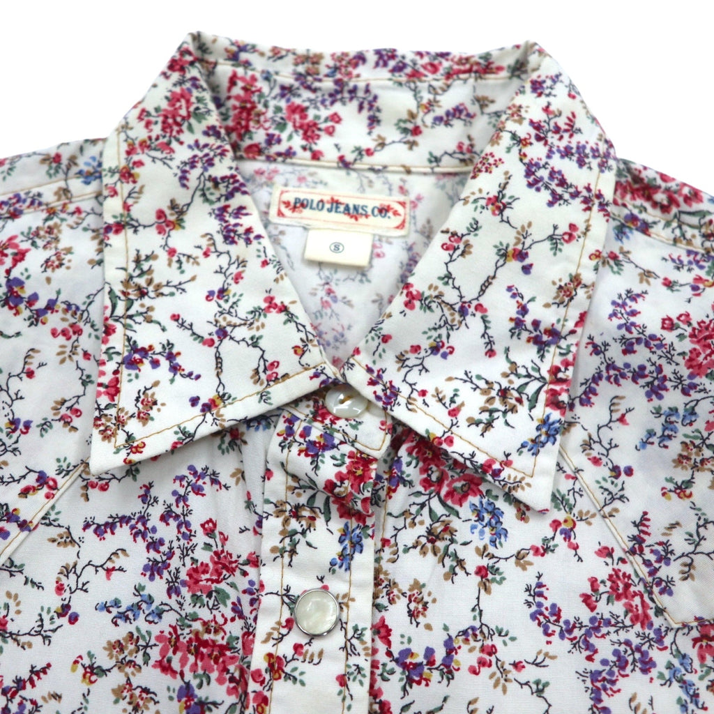 POLO JEANS CO. RALPH LAUREN Camicia western floreale S bianca con bottoni a pressione