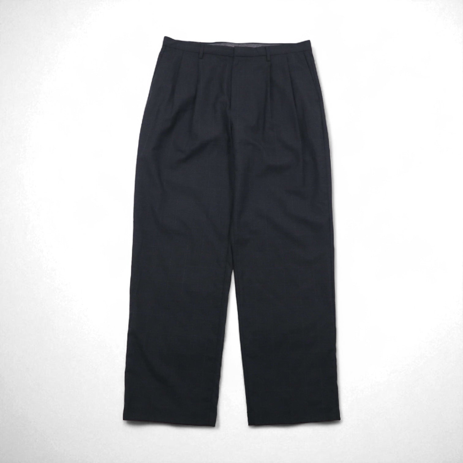 NAUTICA RIGGER Pantaloni ampi a pieghe in lana a quadri, vestibilità classica, taglia L, colore grigio