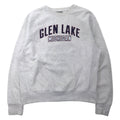 J AMERICA Felpa stampata college L grigia cotone misto poliestere GLEN LAKE MICHIGAN oversize reverse weave