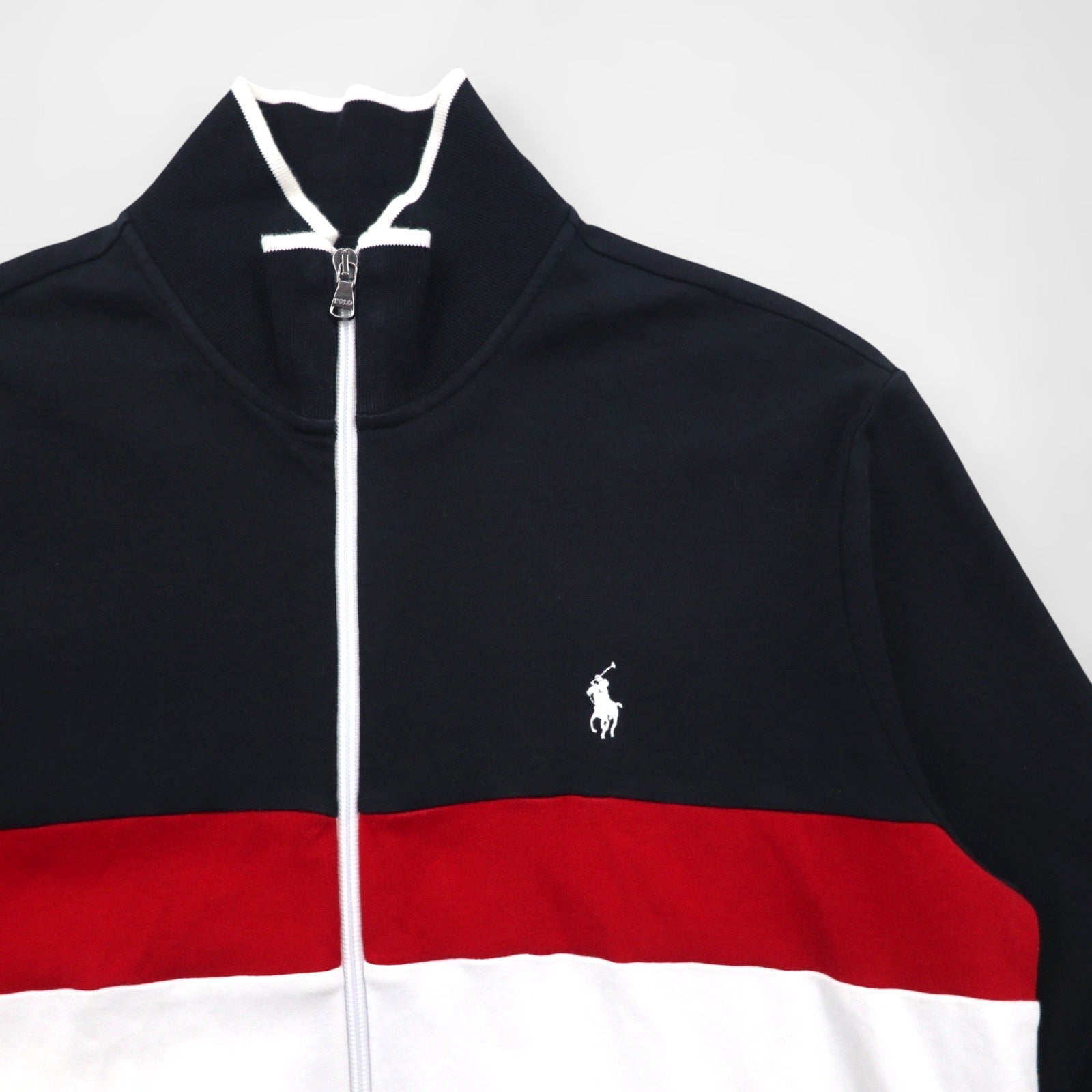 Polo Ralph Lauren トラックジャケット ジャージ M ブラック コットン スモールポニー刺繡 トリコロール