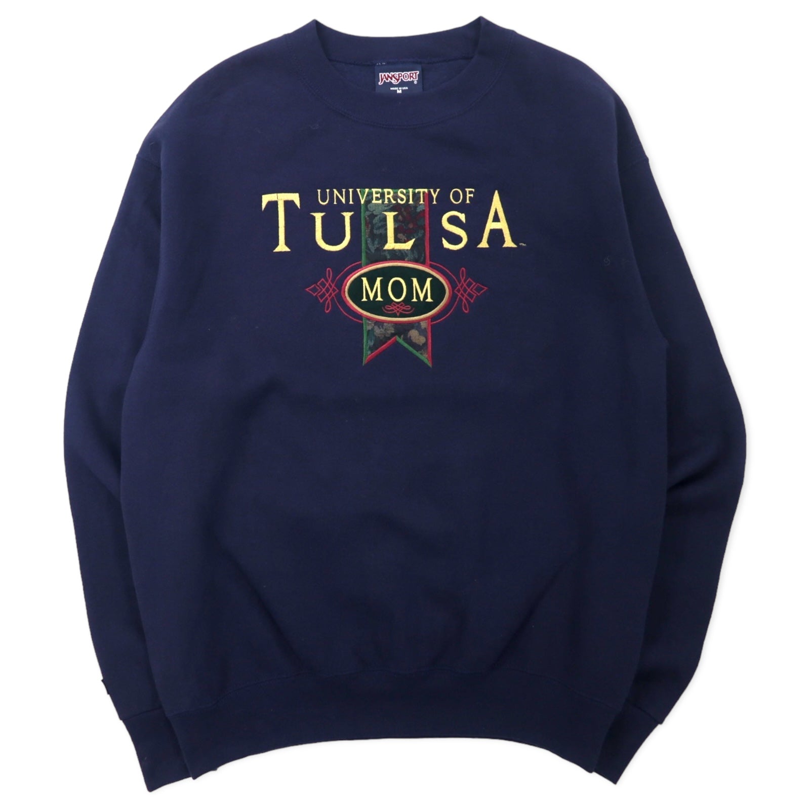 JAN SPORT USA 90s felpa ricamata college M blu navy cotone interno felpato UNIVERSITY OF TULSA