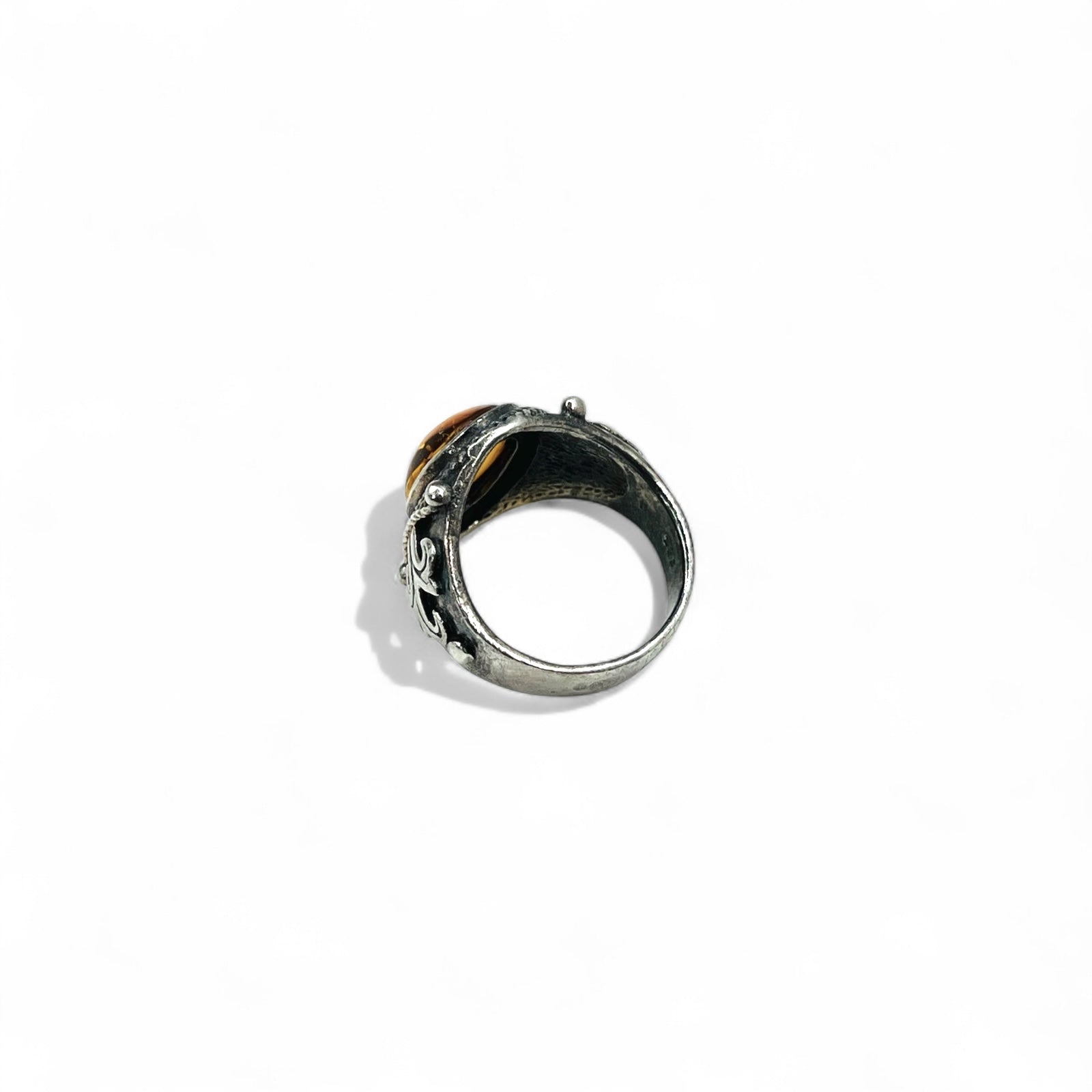 Anello Vintage in Ambra Argento Ovale Pietra Ambra Anello Misura 17 Argento 925