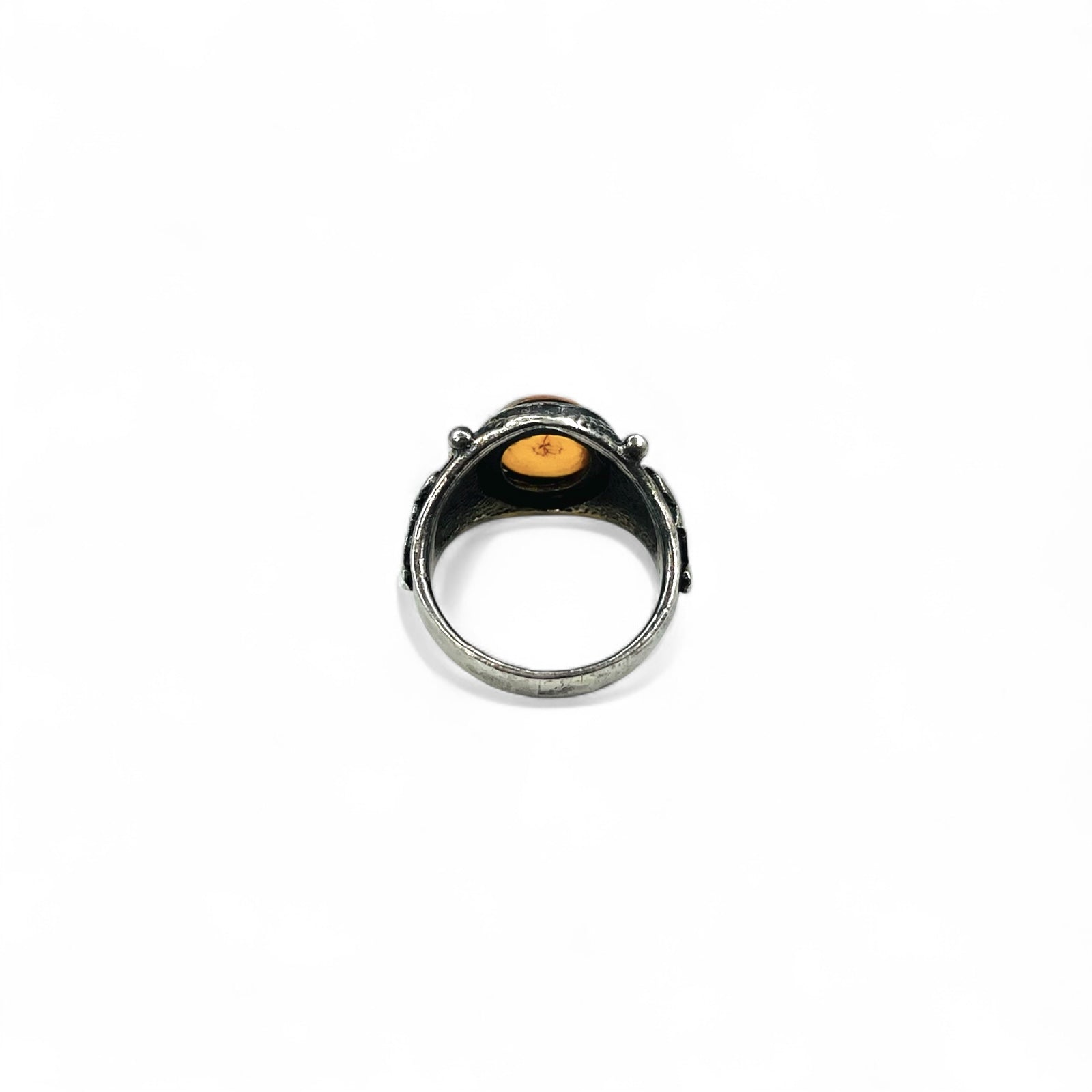 Anello Vintage in Ambra Argento Ovale Pietra Ambra Anello Misura 17 Argento 925
