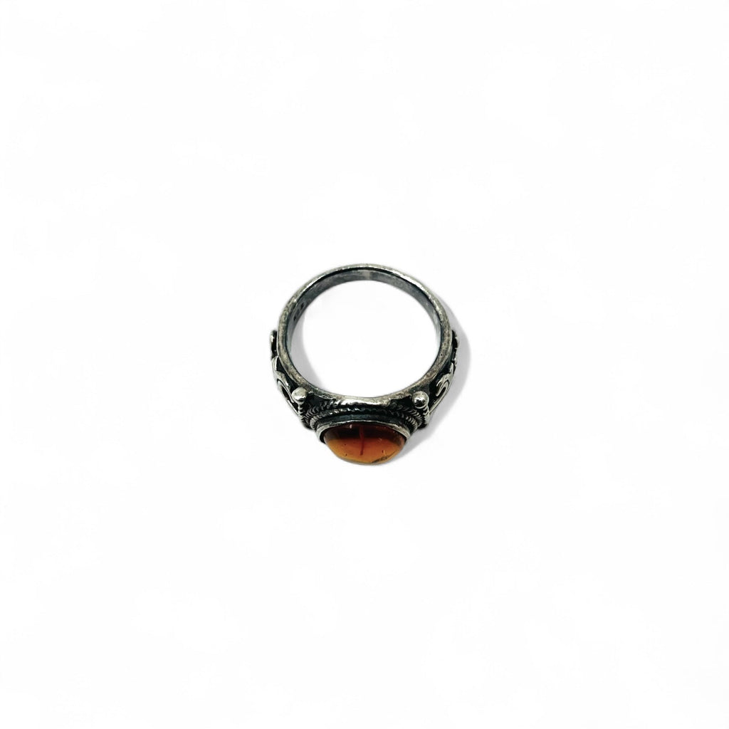 Anello Vintage in Ambra Argento Ovale Pietra Ambra Anello Misura 17 Argento 925
