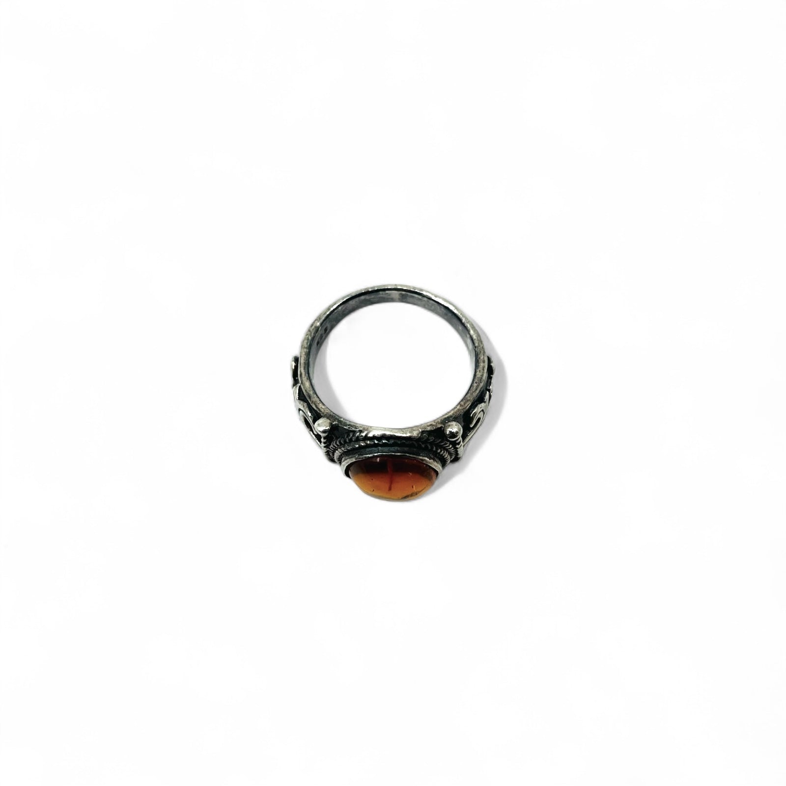 Anello Vintage in Ambra Argento Ovale Pietra Ambra Anello Misura 17 Argento 925