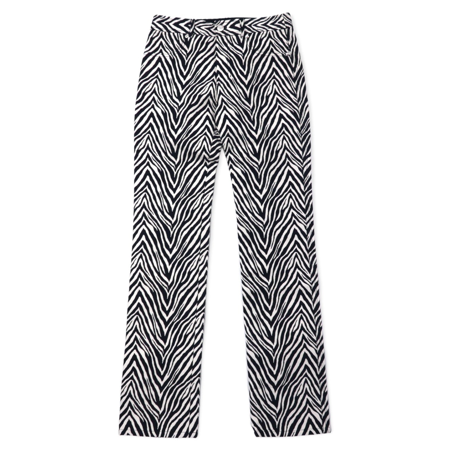 HELMUT LANG Pantaloni Motely Jacquard Zebra Spigato 2 Bianco Nero Misto Cotone Seta MONTLEY PANT H09HW210 Nuovo
