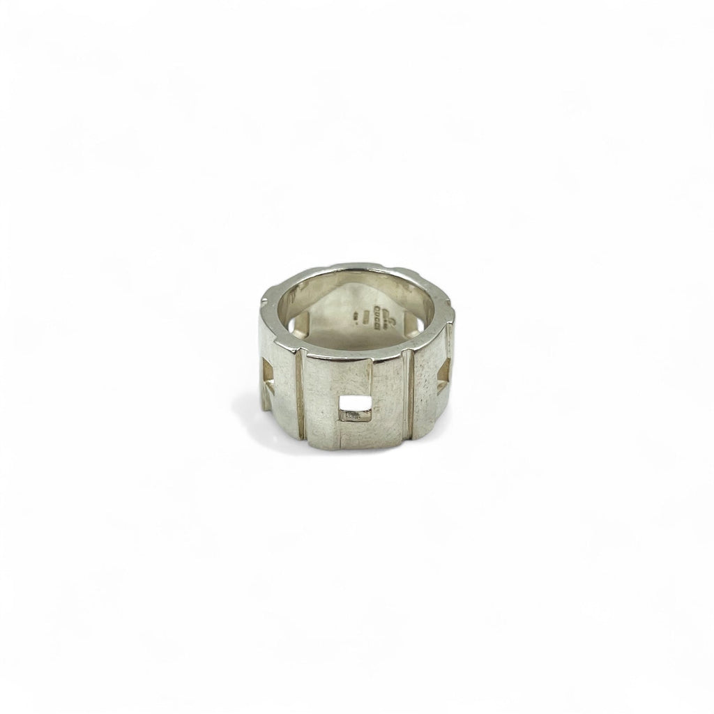 GUCCI Anello Modanista a Fascia Larga Misura 12 Argento 925 Quadrato Made in Italy