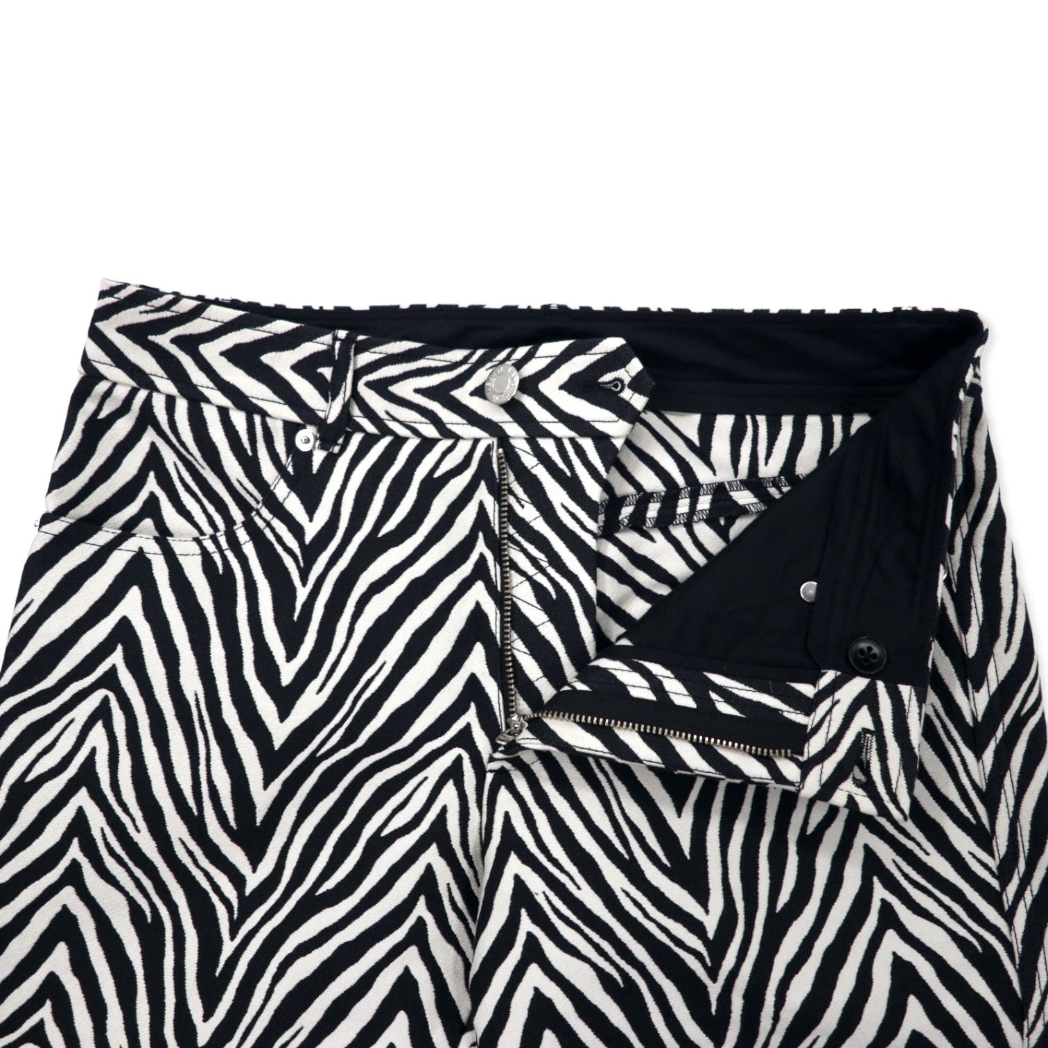 HELMUT LANG Pantaloni Motely Jacquard Zebra Spigato 2 Bianco Nero Misto Cotone Seta MONTLEY PANT H09HW210 Nuovo
