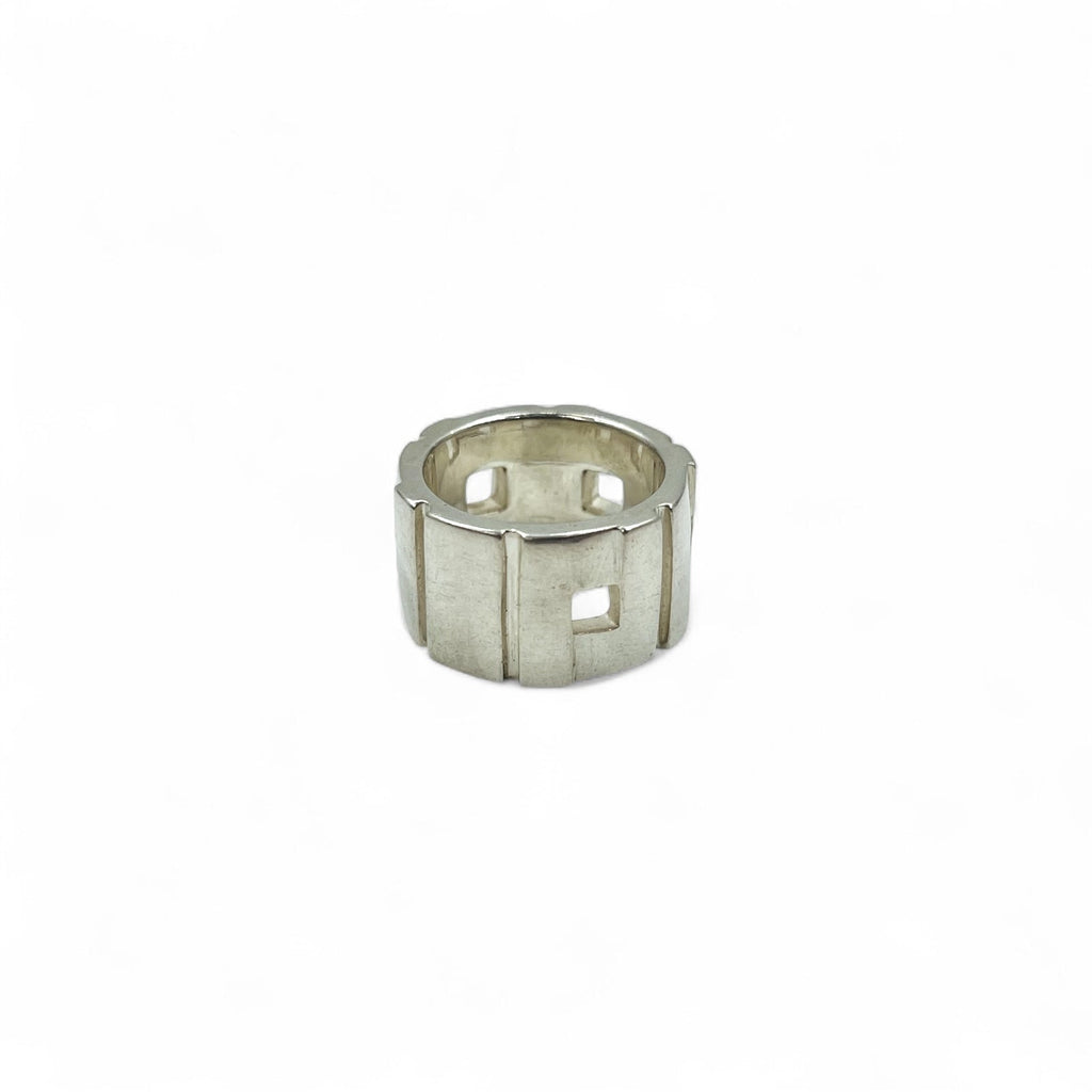GUCCI Anello Modanista a Fascia Larga Misura 12 Argento 925 Quadrato Made in Italy