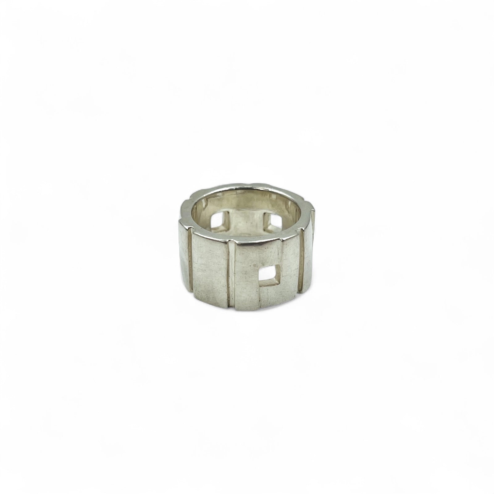 GUCCI Anello Modanista a Fascia Larga Misura 12 Argento 925 Quadrato Made in Italy