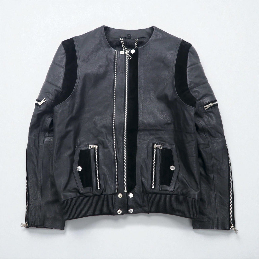 WILLIAM WETSH シングル ライダース バイカー ジャケット L スエード切替 コンビ リブ デザイン