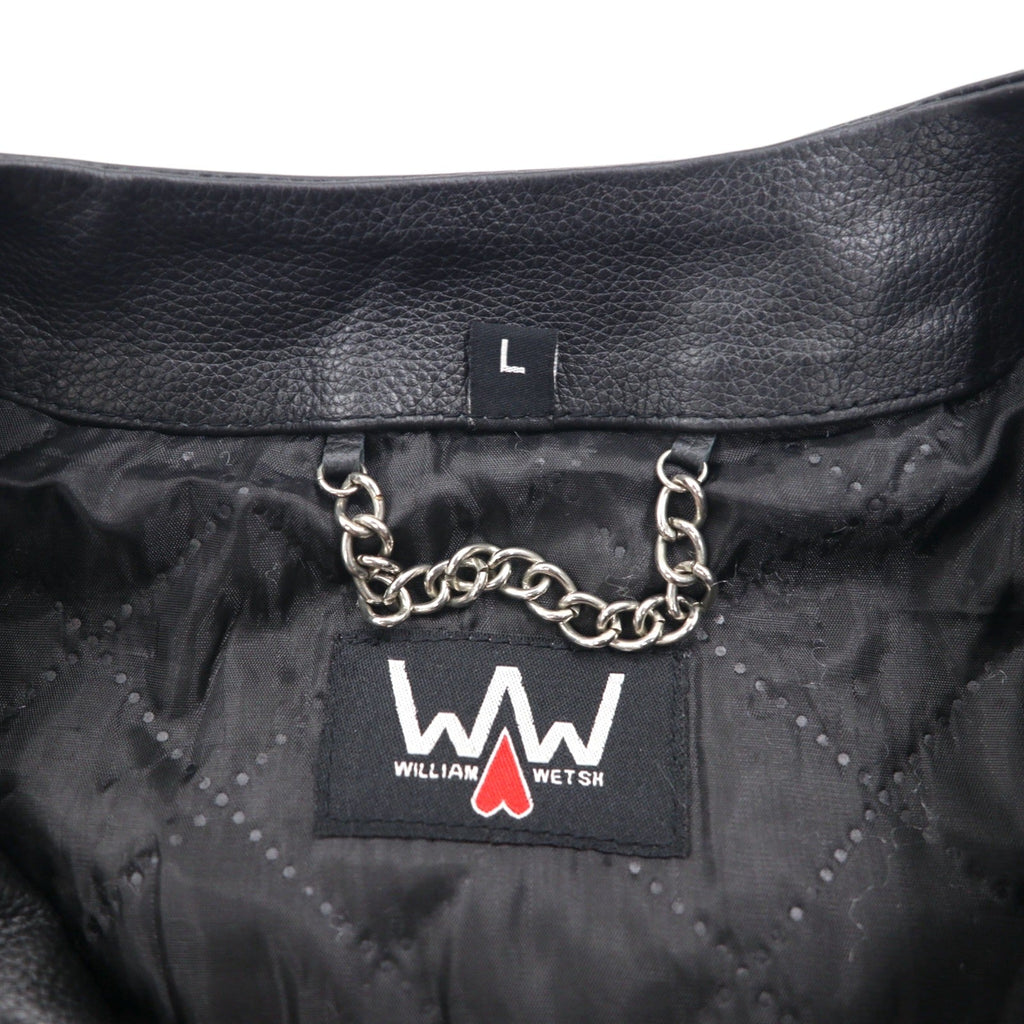 WILLIAM WETSH シングル ライダース バイカー ジャケット L スエード切替 コンビ リブ デザイン