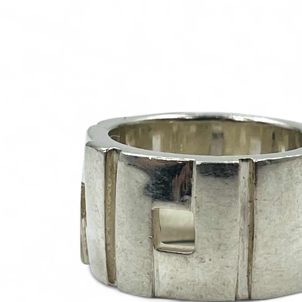 GUCCI Anello Modanista a Fascia Larga Misura 12 Argento 925 Quadrato Made in Italy