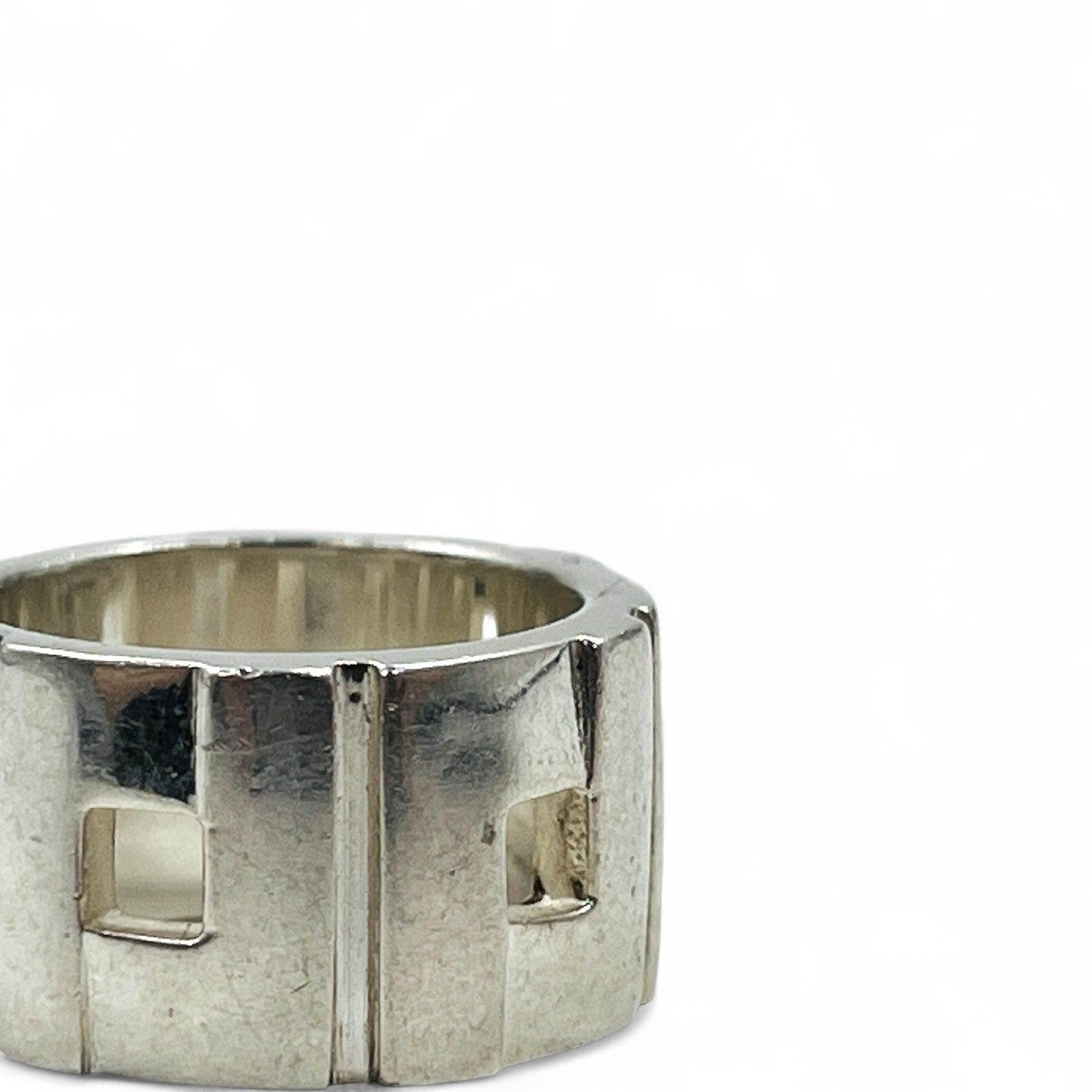 GUCCI Anello Modanista a Fascia Larga Misura 12 Argento 925 Quadrato Made in Italy